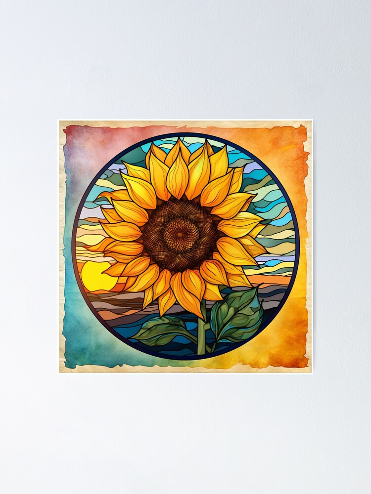 Sunflower Stained Glass sunflower-stained-glass-poster-for-sale-by-paintedkat-redbubble