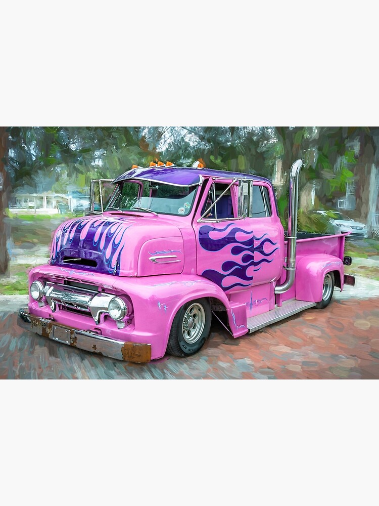 1954 Pink Ford Cab Over Engine Truck X107 Poster for Sale by