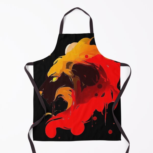 Item preview, Lion yellow eyes abstract red and amber minimalist ink painting designed and sold by TomFrontierArt.