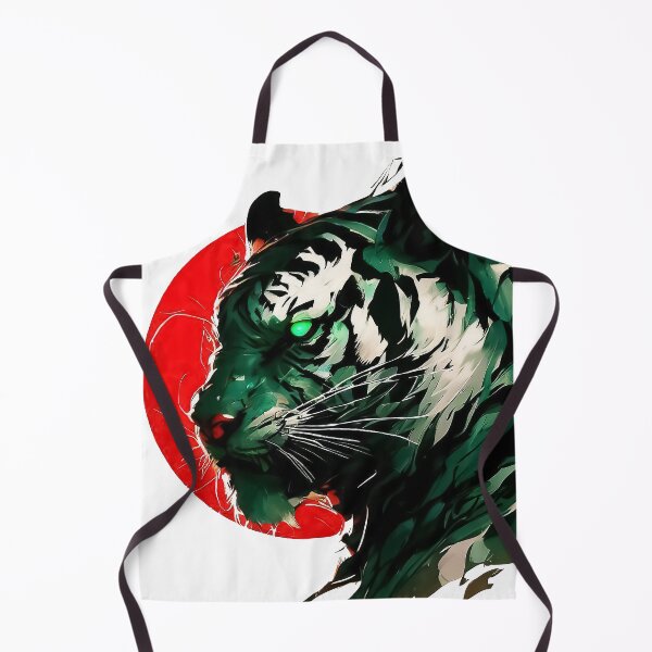 Item preview, Green tiger head abstract on red sun digital art designed and sold by TomFrontierArt.
