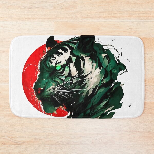 Item preview, Green tiger head abstract on red sun digital art designed and sold by TomFrontierArt.