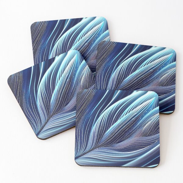 Item preview, Blue feather glowing lines and dots abstract pattern designed and sold by TomFrontierArt.