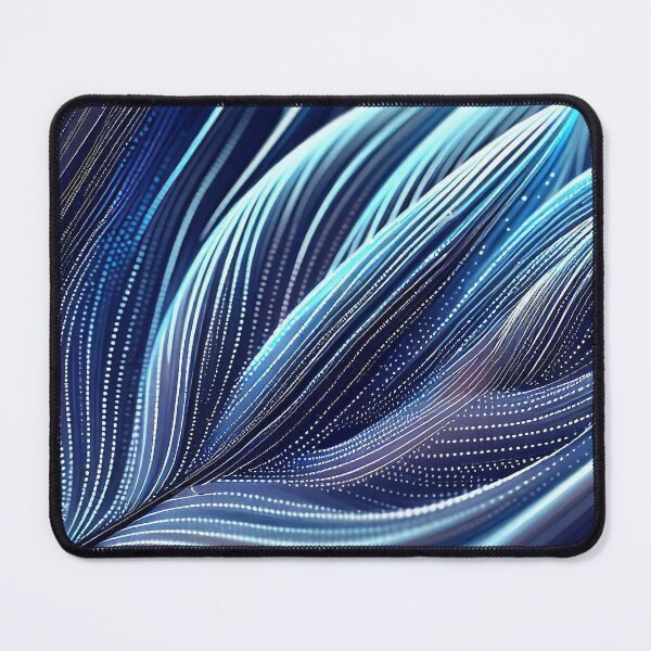 Item preview, Blue feather glowing lines and dots abstract pattern designed and sold by TomFrontierArt.