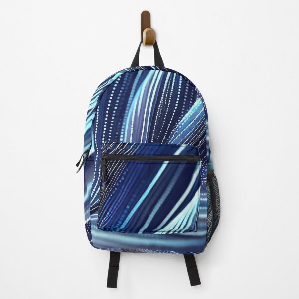 Item preview, Blue feather glowing lines and dots abstract pattern designed and sold by TomFrontierArt.