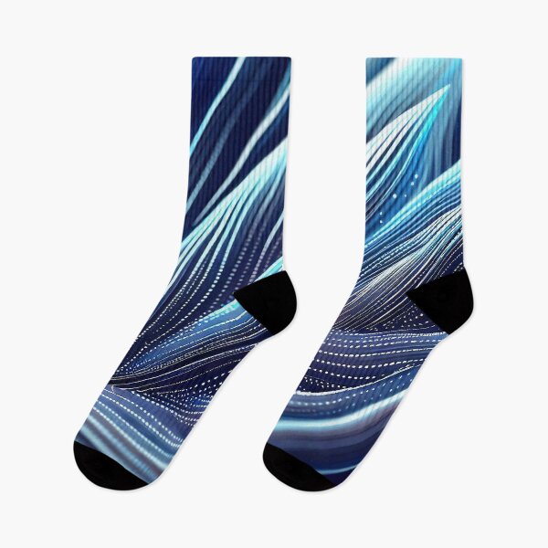 Item preview, Blue feather glowing lines and dots abstract pattern designed and sold by TomFrontierArt.
