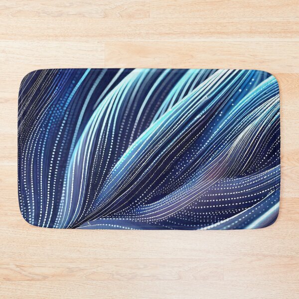 Item preview, Blue feather glowing lines and dots abstract pattern designed and sold by TomFrontierArt.
