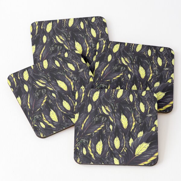 Item preview, Retro feathers Yellow and black pattern designed and sold by TomFrontierArt.