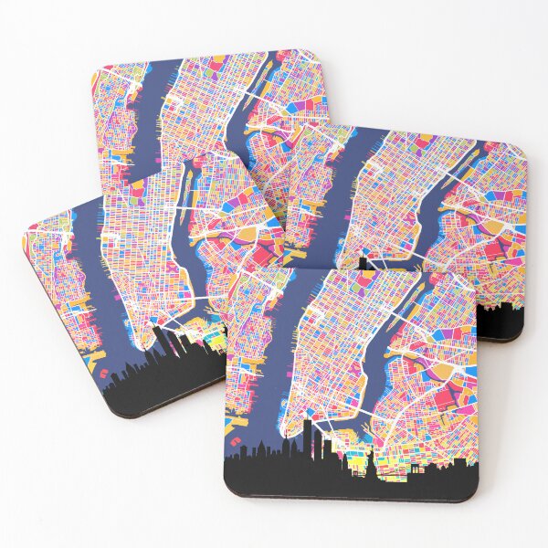 Item preview, New York United States Skyline Map designed and sold by ArtPrints.