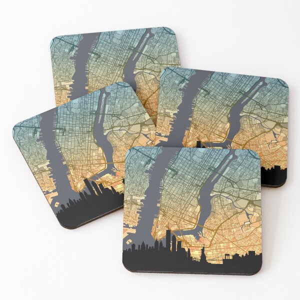 Item preview, New York United States Skyline Map designed and sold by ArtPrints.