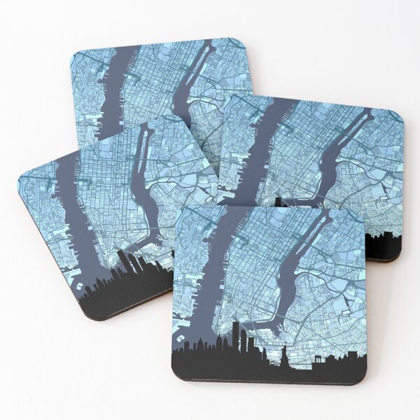 Item preview, New York United States Skyline Map designed and sold by ArtPrints.