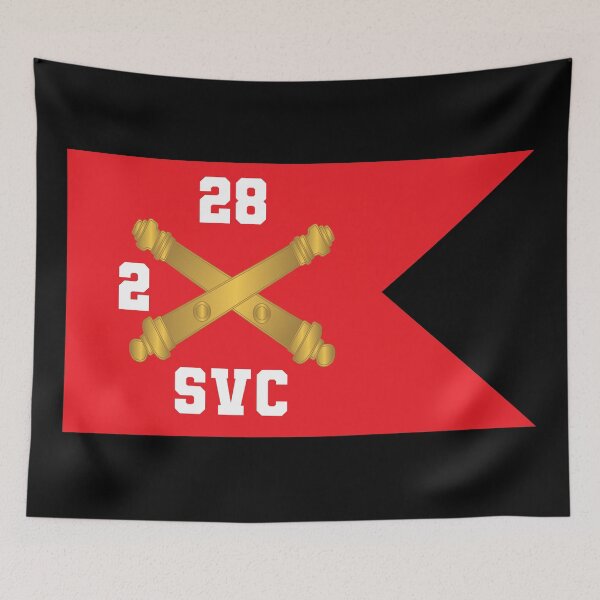 Aperçu de l'œuvre Armée - SVC Brty, 2nd Battalion 28th Field Artillery Regiment - Red Wing Guidon X 300 créée et vendue par Military Insignia Products.