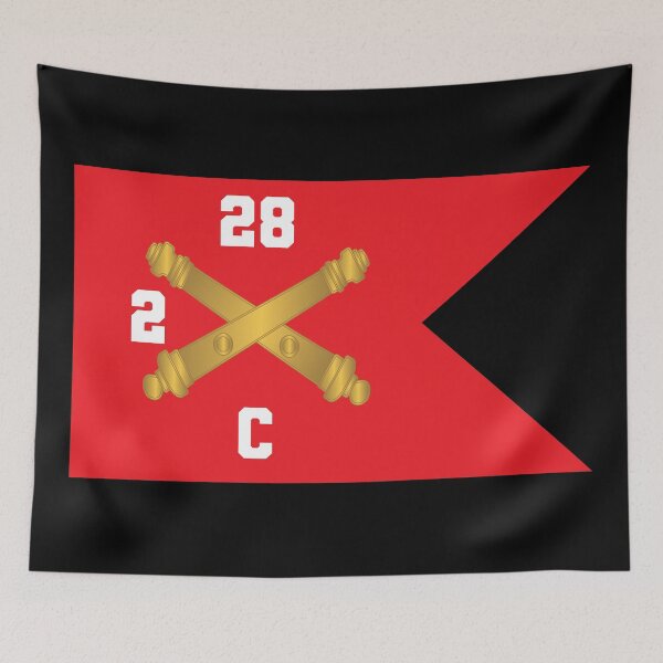 Aperçu de l'œuvre Armée - C Brty, 2nd Battalion 28th Field Artillery Regiment - Red Wing Guidon X 300 créée et vendue par Military Insignia Products.