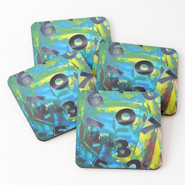 Item preview, Abstract pattern numbers game yellow green black blue turquoise red designed and sold by G-M-Designs.
