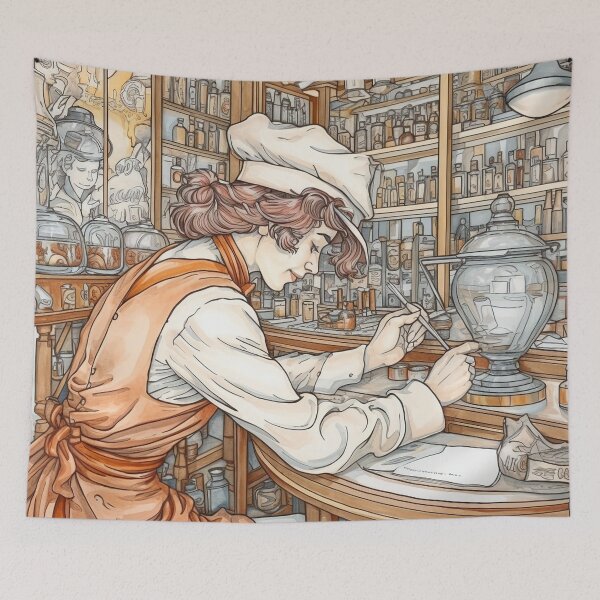 Item preview, Barista drawing designed and sold by ComicsFactory.