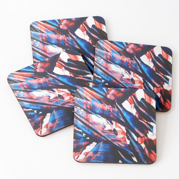 Item preview, Abstract pattern broken glass pane of a church red blue pink white designed and sold by G-M-Designs.