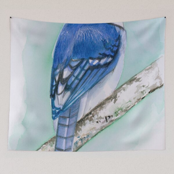 Item preview, Watercolor Blue Jay Perched  designed and sold by AmyReneeArt.