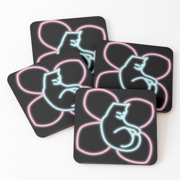 Item preview, Neon Cat with Flower - If I Fit, I Sit designed and sold by RebeccaRichards.