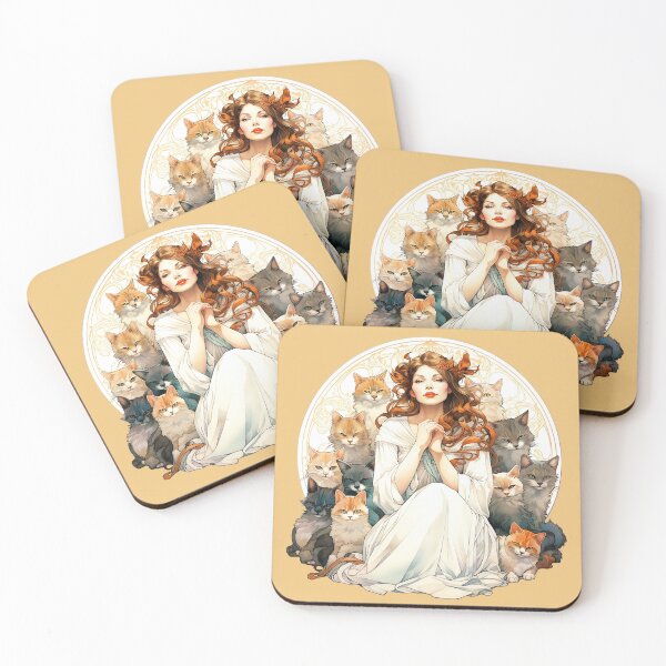 Item preview, Mucha's Muse and Her Mews designed and sold by Bonkers Orangutan.