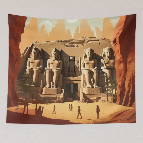 Item preview, A Vintage Travel Illustration of Abu Simbel Tempel - Egypt designed and sold by GoodOldVintage.