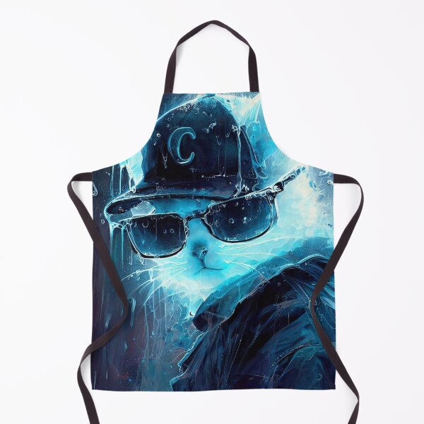 Item preview, Ghost cat in cap sunglasses and jacket on blue rain designed and sold by TomFrontierArt.