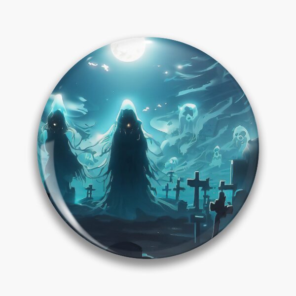 Item preview, Spooky ghosts on haunted graveyard in night designed and sold by TomFrontierArt.
