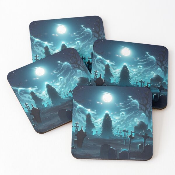 Item preview, Spooky ghosts on haunted graveyard in night designed and sold by TomFrontierArt.