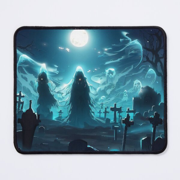 Item preview, Spooky ghosts on haunted graveyard in night designed and sold by TomFrontierArt.