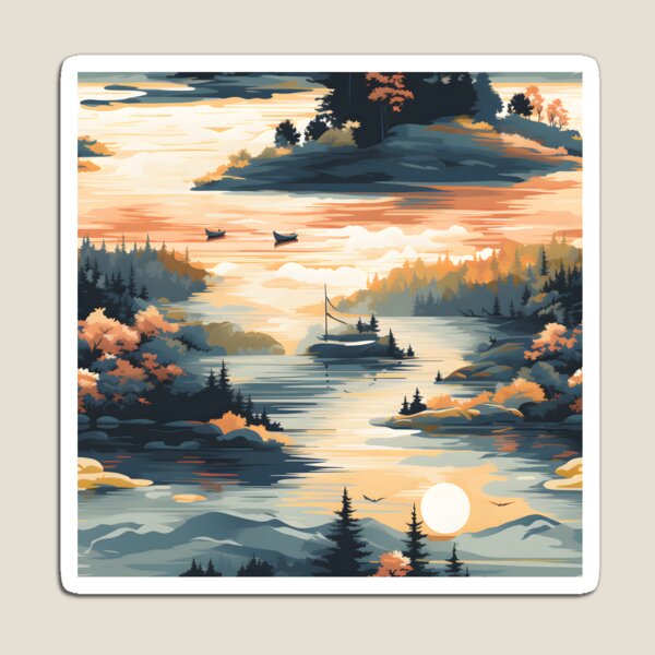 Aperçu de l'œuvre Motif de lac de paysages fantastiques 3 créée et vendue par DigitalPatternx.