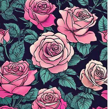 Artwork thumbnail, Neon Punk Rose Pattern by IrinaVIS