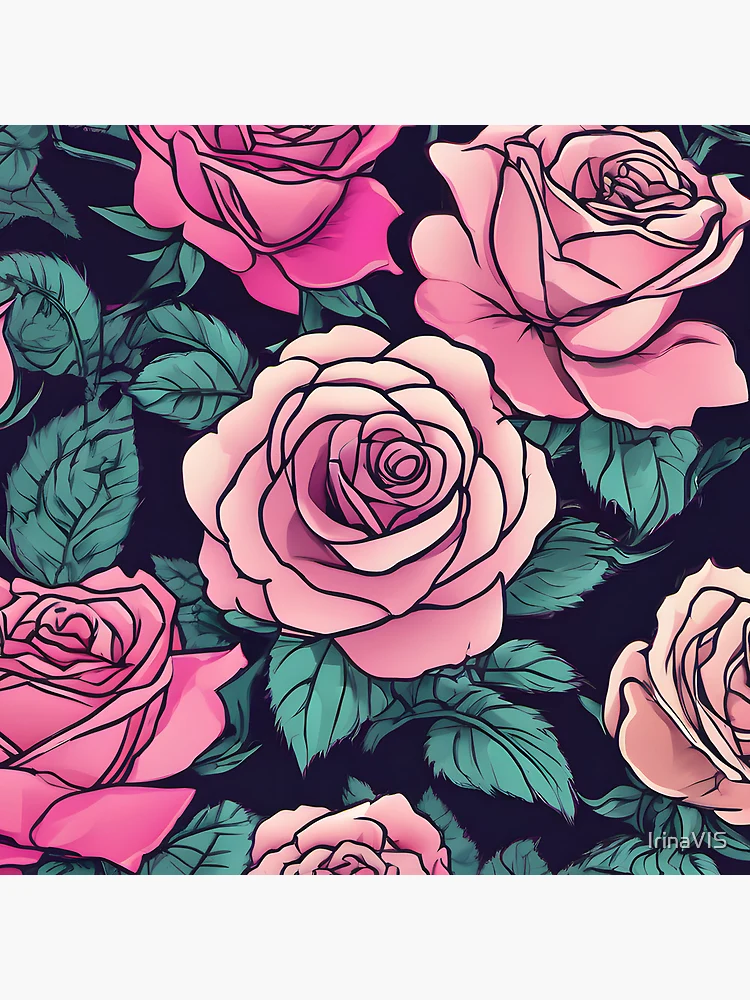 Thumbnail 4 of 4, Clock, Neon Punk Rose Pattern designed and sold by IrinaVIS.