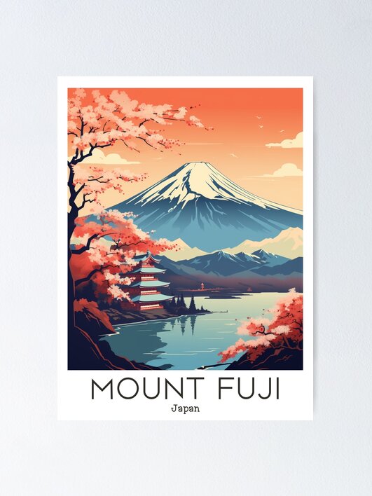 Affiche Vintage Originale Des Années 80, Paysage Montagneux Du Japon, 21x30 Pouces, état Neuf De Stock