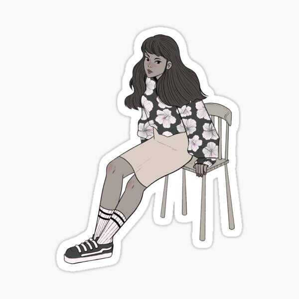 Oversized Sweater Girl Character Sticker