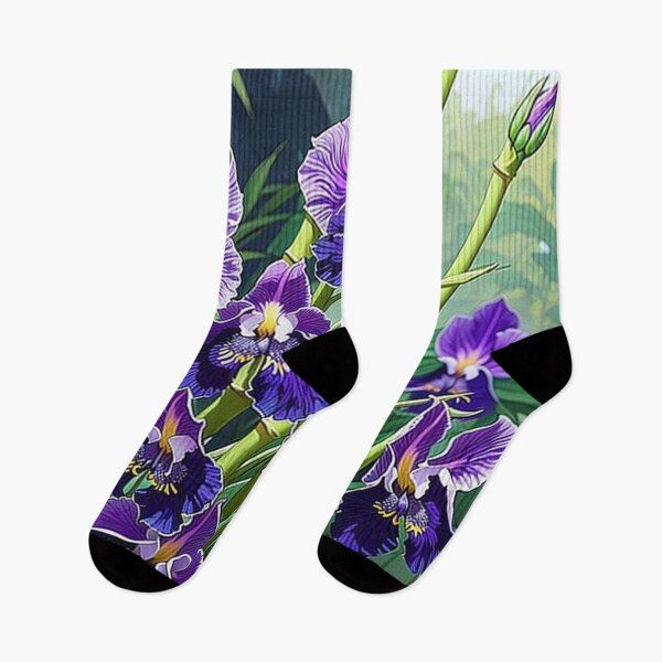 Item preview, Purple Irises with Bamboo designed and sold by George Hutton Hunter.