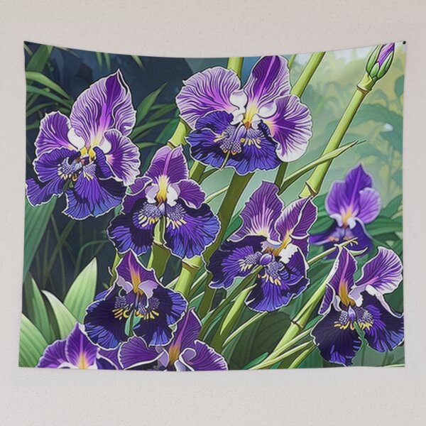 Item preview, Purple Irises with Bamboo designed and sold by George Hutton Hunter.