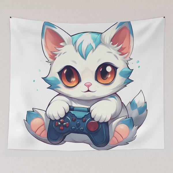 Item preview, Cute cat playing videogames designed and sold by grebie.