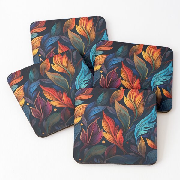 Item preview, Floral pattern with red and blue leaves designed and sold by skgadgets.