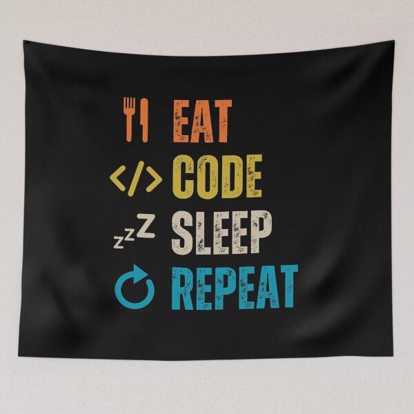 Item preview, Eat sleep code repeat Programmer coding retro design designed and sold by Uplife-MyStore.