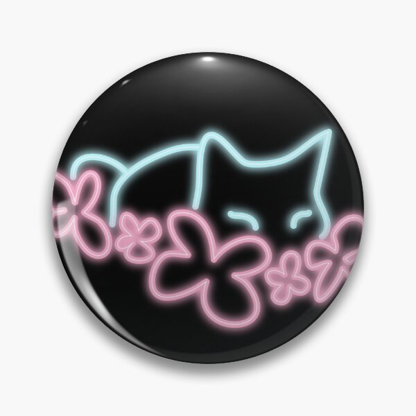Item preview, Neon Cat with Flowers - Mischief Imminent  designed and sold by RebeccaRichards.