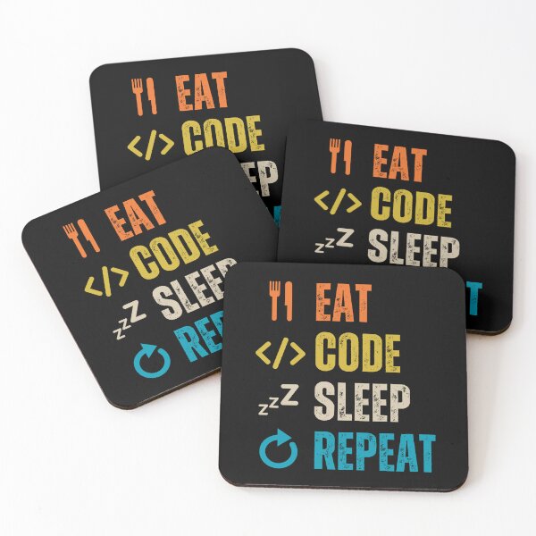 Item preview, Eat sleep code repeat Programmer coding retro design designed and sold by Uplife-MyStore.