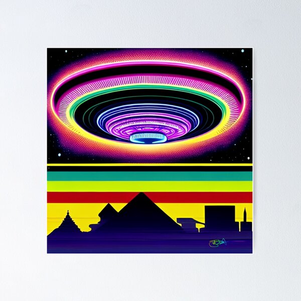 Item preview, Area 51 – Trippy Neon Retro UFO 45 | Grusch designed and sold by Benito Del Ray.