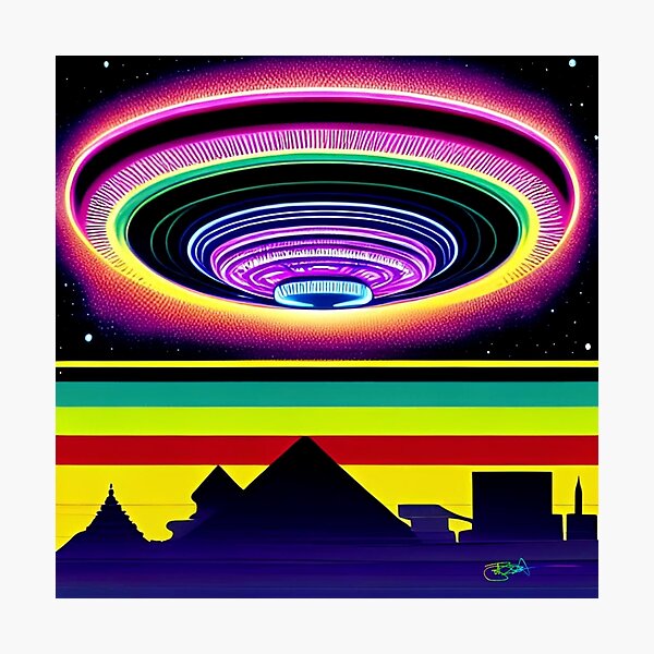 Item preview, Area 51 – Trippy Neon Retro UFO 45 | Grusch designed and sold by Benito Del Ray.
