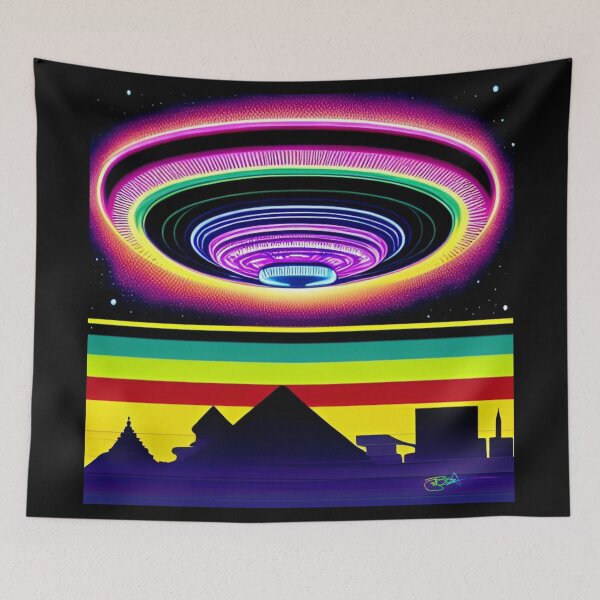 Item preview, Area 51 – Trippy Neon Retro UFO 45 | Grusch designed and sold by Benito Del Ray.