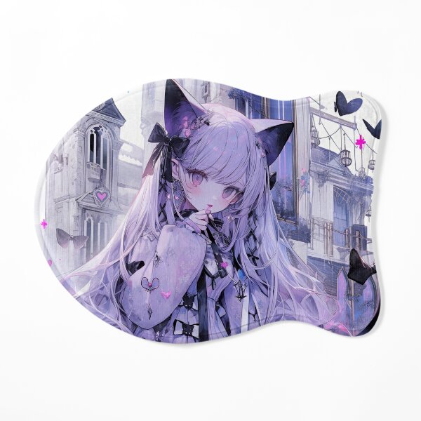 Kawaii Purple Neko Anime Girl and Castle Sticker for Sale by bubblegoth