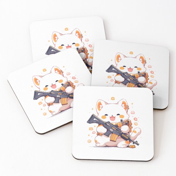 Item preview, Funny kawaii cat with a gun designed and sold by Mikakujumi.