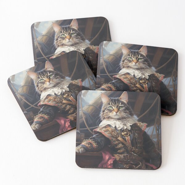 Item preview, Pirate Cat Portrait Art designed and sold by ConfettiSkyArt.