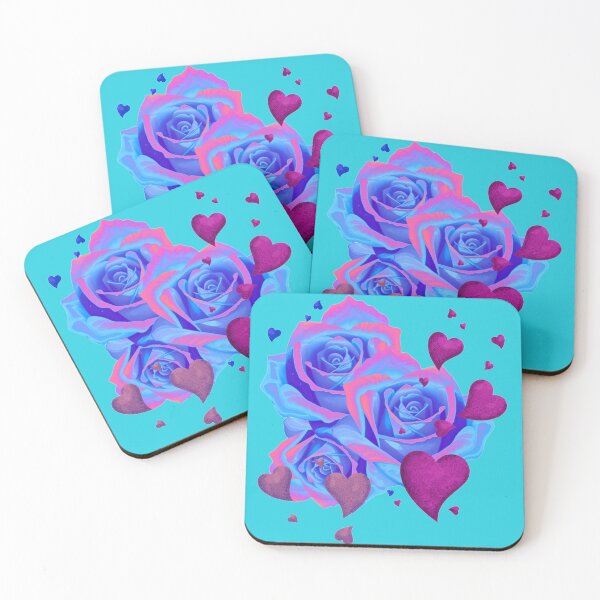 Artikelvorschau, Galaktische rosa und blaue Rosen mit Herzen entworfen und verkauft von Monika Drużba.