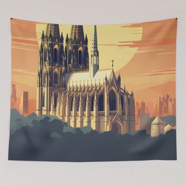 Item preview,  A Vintage Travel Illustration of the Cologne Cathedral in Cologne - Germany designed and sold by GoodOldVintage.