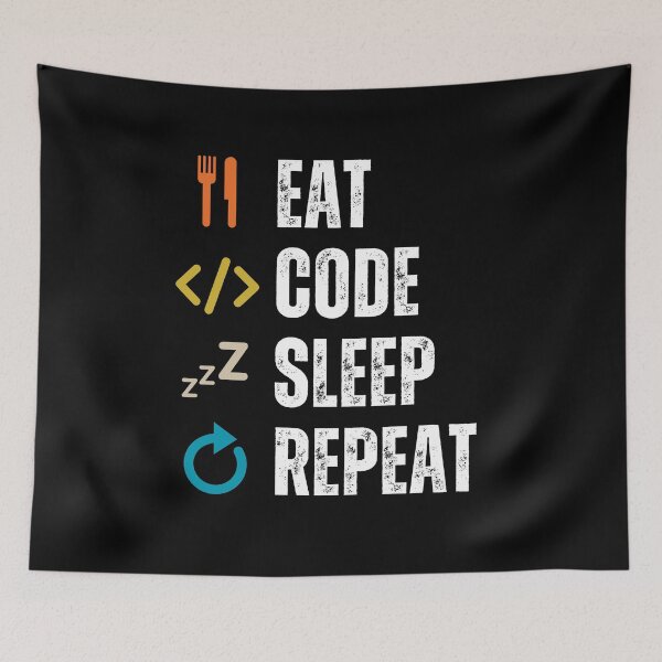 Item preview, Eat sleep code repeat Programmer coding retro design designed and sold by Uplife-MyStore.