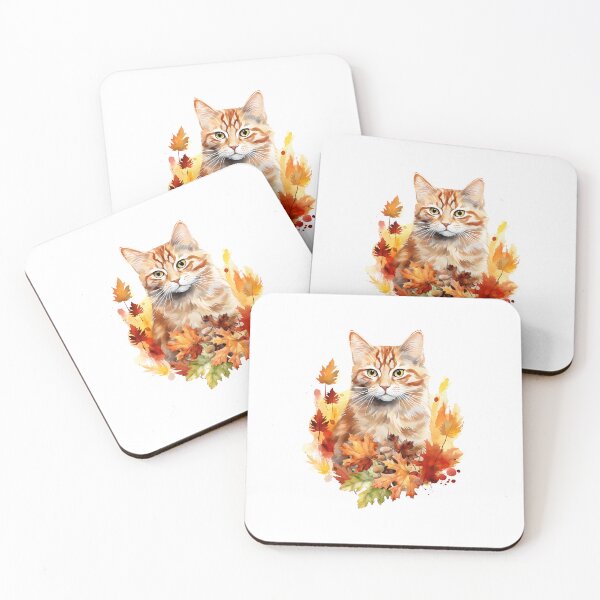Item preview, Autumn Leaves Cat designed and sold by HappyLifeCreate.