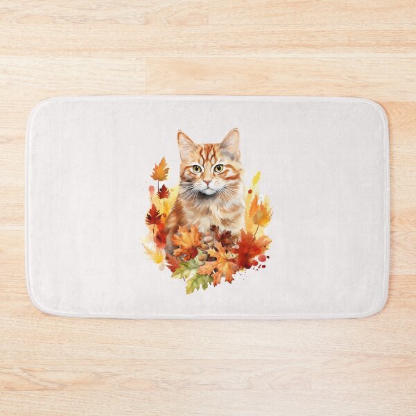 Item preview, Autumn Leaves Cat designed and sold by HappyLifeCreate.